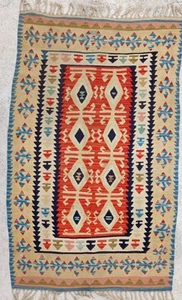 Atemberaubender Uşak Anatolischer Stammes Kelim Teppich aus der Türkei - 107 cm x 181 cm - Bild 1 von 8