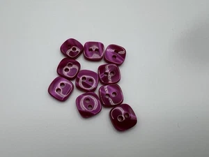 Chicos Dark Pink Magenta Designer Button Lot 10 Loose Square Buttons For Repair - Picture 1 of 3