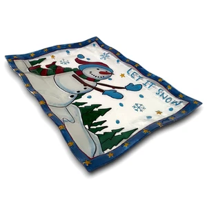 Plato de Navidad de vidrio pintado a mano ondulado rectangular Pfaltzgraff raro 17 3/4" - Imagen 1 de 15