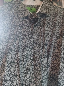 Bristol And Bull Long Sleeve Paisley Print Black + White Sz. 2XL - Picture 1 of 3