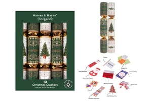 14" Tree And Wreath Green Christmas Crackers School Party Wholesale Per 10 - Picture 1 of 6