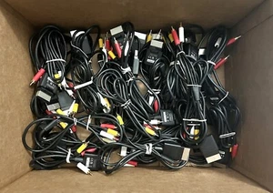 LOT OF 25 - Genuine OEM Xbox 360 Composite Cables AV Black - Wholesale Bulk - Picture 1 of 5