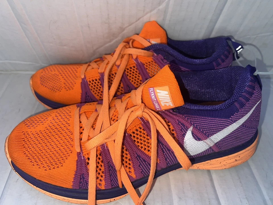 Nike Flyknit Lunar 2 Shoes Woman 8 Orange Flexible Athletic Running Sneakers - Image 1 of 4