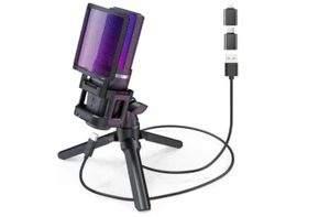 Micrófono condensador cardoide USB para juegos RGB One Touch Mute Plug & Play + filtro - Imagen 1 de 7
