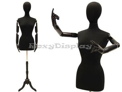 Female Mannequin movable arms and head Dress Form #JF-F6/8BKARM+BS-02BKX - Image 1 of 2