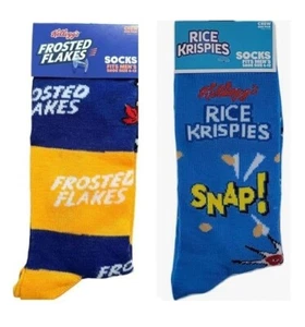 2 Men's FROSTED FLAKES AND RICE KRISPIES Crew Socks ( Fits Size 6 to 12 ) - Picture 1 of 1