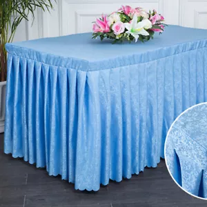 Copertura gonna tavolo rettangolare pieghe jacquard tovaglia matrimonio festa arredamento casa - Foto 1 di 23