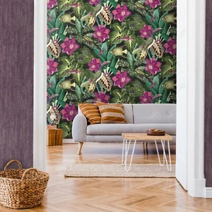 EUR 15,96/qm / Tapete Hohenberger Palau Berry 26745 Floral Fische Vögel Bunt - Bild 1 von 4