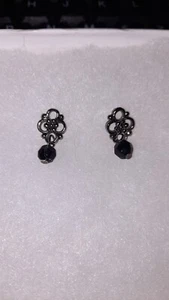 Vintage 1928 Black Onyx look Post Earrings - Picture 1 of 2