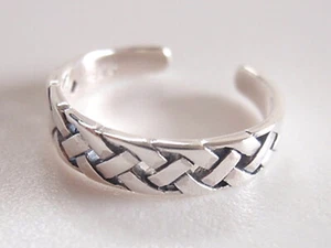 Anillo de punta tejida ajustable tejido de plata esterlina 925 - Imagen 1 de 2
