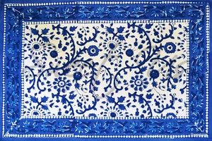 Mantel de mesa floral Rajasthan estampado a mano de algodón 19 x 13 pulgadas - Imagen 1 de 2