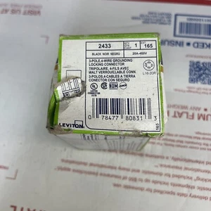 NEW- Leviton 2433 20A 480V 3-Pole 4-Wire Locking Connector Black L16-20R - Picture 1 of 1