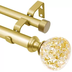 Gold Double Curtain Rod for Windows 48 to 84 Inch: Double Window Treatment Cu... - Picture 1 of 8