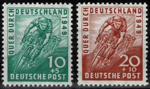 1949 GERMANIA OCCUPAZIONI BIZONA GIRO CICLISTICO DI GERMANIA 2 V MLH MF56566 - Picture 1 of 1