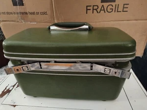 Vintage 1960er Samsonite Silhouette grüner Zug Kosmetik Make-up Koffer OHNE TABLETT -- OHNE SCHLÜSSEL - Bild 1 von 14