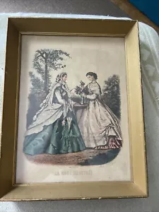 SIGNED RARE Pair Of Antique ANAIS TOUDOUZE La Mode Illustre - Picture 1 of 10