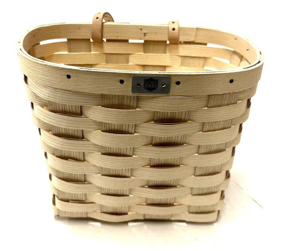 底特律自行车车把小号前自行车步行篮天然 Peterboro 出品 — 第 1/4 张图片