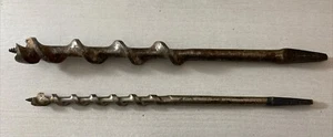 Lot of 2 Vintage Wood Auger Brace Drill Bits 3/8 & #12 Sheffield - Picture 1 of 4
