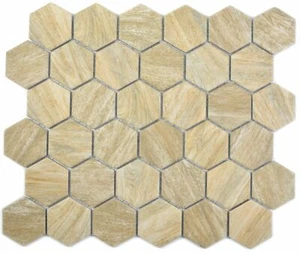 Mosaico de cerámica hexagonal madera beige espejo de azulejos pared 11H-0011 I 10 esteras de mosaico - Imagen 1 de 4