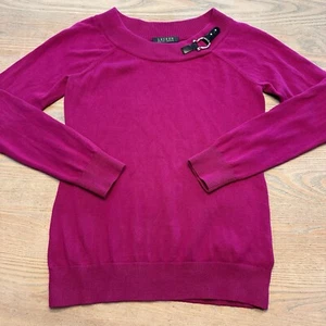 Lauren Ralph Lauren LRL Magenta Women’s Small Sweater w/ Buckle Neck Equestrian - Picture 1 of 18