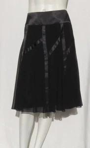 JS COLLECTIONS Black Chiffon Overlay Satin Ribbon Evening Skirt size US 8 - Picture 1 of 5