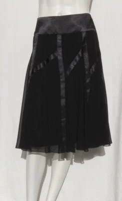 JS COLLECTIONS Black Chiffon Overlay Satin Ribbon Evening Skirt size US 8 - Image 1 of 4