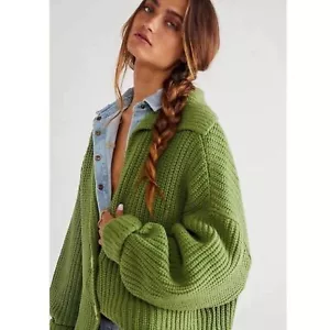 Cardigan Free People Swim verde troppo profondo M - Foto 1 di 9