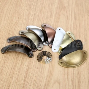 Retro Old Style Drawer Cupboard Furniture Cabinet Door Cup Shell Pull Handles - Picture 1 of 17