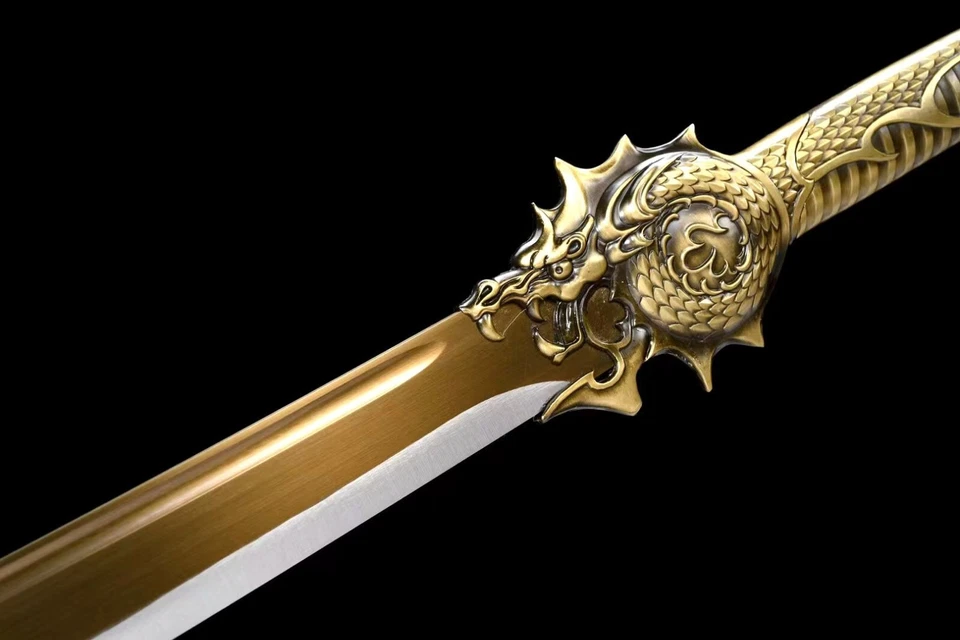 Hoja de espada fina Glaive WUSHU espada ranura manganeso borde de acero dragón DAO Foto 1 de 4