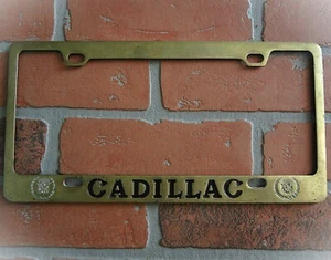 Cadillac Gods 90s Vintage Cadillac License Plate Frame METAL Taiwan Patina - Picture 1 of 7