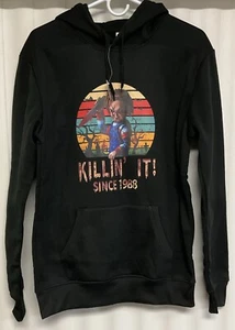 Chucky Pull Over Hoodie Men’s Medium Black. 9123 - Picture 1 of 3