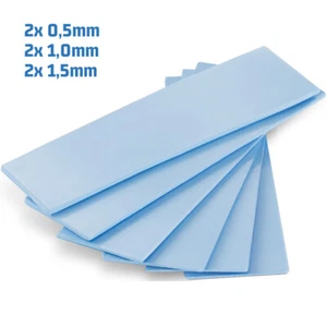 6X Thermal Conductive Blue Silicone Pad fits M.2 SSD 0.5mm/1.0mm/1.5mm Thickness - Picture 1 of 8