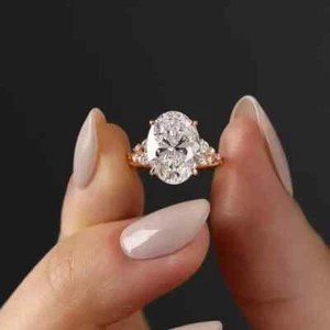 14k Yellow Gold 2.15CT Oval Cut Lab Grown Wedding Bridal Ring IGI Certified - Picture 1 of 14
