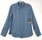 Eddie Bauer Guide Shirt Womens Medium Blue UPF 50+ Vented Yoke Button Down NWT