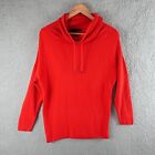 Verge Womens Jumper Small Red Silk Blend High Neck Drawstring Pullover Knit