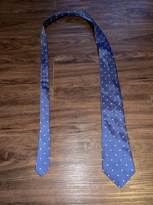 Corbata de vestir Bullock & Jones para hombre azul blanco seda lunares hecha en Inglaterra Foto 1 de 4