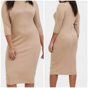 Abito maglione midi Torrid Taupe Tan 2X nuovo con etichette 12444940 - Foto 1 di 15