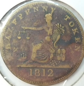 Ficha de 1/2 centavo Canadá colonial 1812 LC-48A4 BR-960 2 margaritas envío alto - Imagen 1 de 4