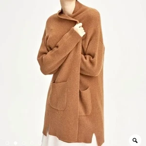 NAP LOUNGEWEAR Open Front Plush Cashmere Cozy Cardigan in Camel Tan Brown Size L - Picture 1 of 10