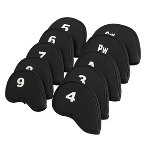 Juego de 10 fundas protectoras de neopreno para cabeza de hierro para golf negras - Imagen 1 de 14