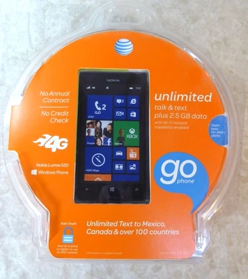 Nokia Lumia 520 Smartphone 8 GB Black AT&T GSM Windows GoPhone BRAND NEW SEALED - Image 1 of 2