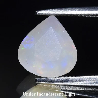 💎 1.10ct 8.5x8mm Pear Natural Natural White Opal - Color Play, Ethiopia Gem - Image 1 of 4