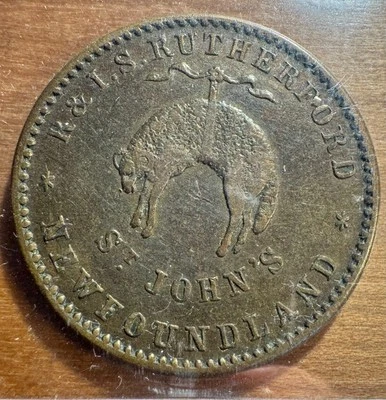 NF1A1, Breton 952, St John's Rutherford, ICCS VF30 1/2 penny token, ex  Robins - Image 1 of 3