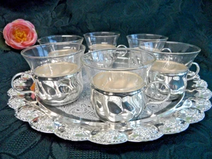 6er Set SCHOTT Mainz Teegläser,Bowle/Grog-Gläser mit Tablett, 60er Jahre - Bild 1 von 8
