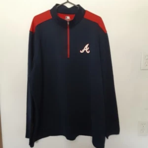 Atlanta Braves Sweatshirt Men 3XL Blue Polyester  1/4 Zip Baseball MLB Fan READ - Picture 1 of 14
