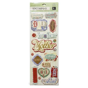 Pegatinas de aglomerado K & Company Family Words álbum de recortes adornos para tarjetas - Imagen 1 de 9
