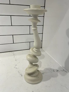 Distortion Candlestick by Paul Loebach Areaware 10” Cream Topsy-Turvy Whimsical - Picture 1 of 7