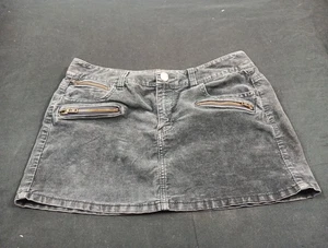 American Eagle Outfitters Black Corduroy Mini Skirt Front Zipper Pockets Size 10 - Picture 1 of 5
