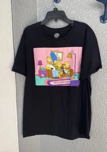 Vntg-Simpsons 90's short sleeve family logo sz-large black tee shirt cotton - Picture 1 of 5