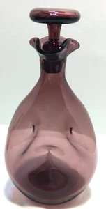 Vintage Blenko Handmade Glass #49 Pinched Decanter in Amethyst Mid-Century - Picture 1 of 12